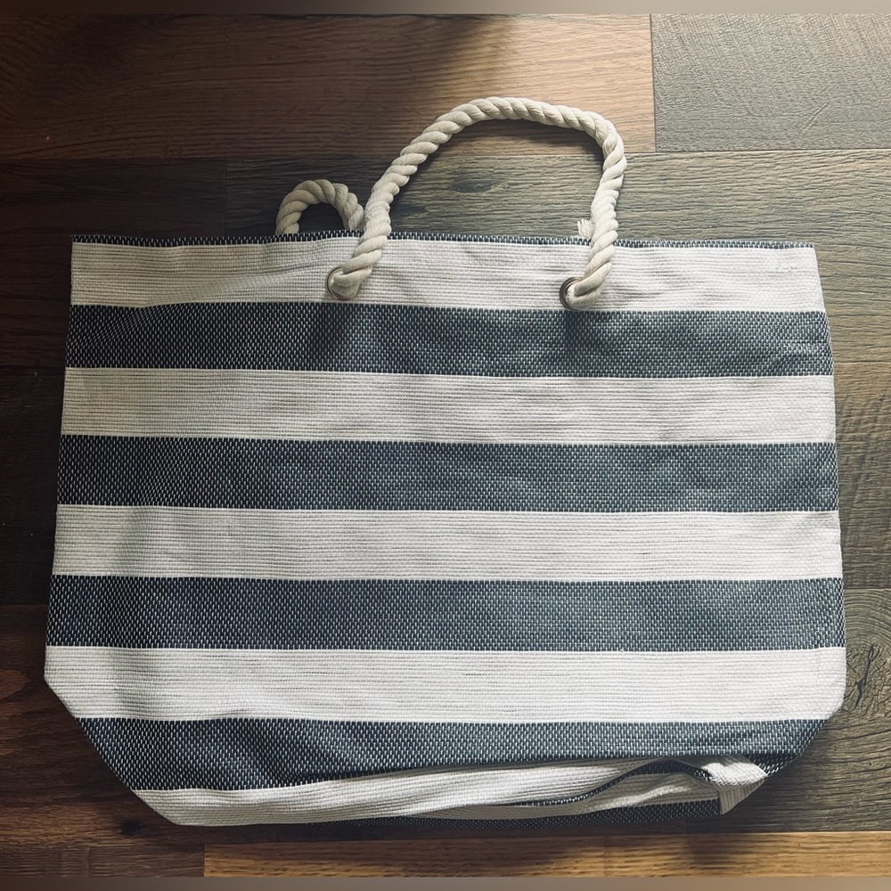 Flamingo 🦩 Large Beach Tote Bag Nautical Rope Handles Zippered Accessory Bag - Picture 3 of 8